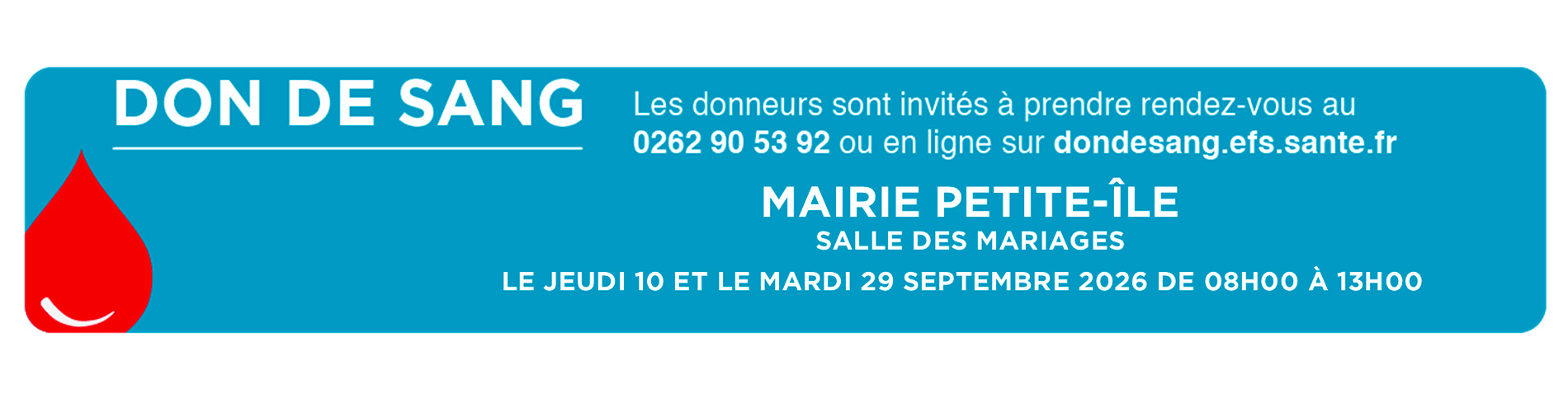 don du sang du 10 et 29 septembre 2026