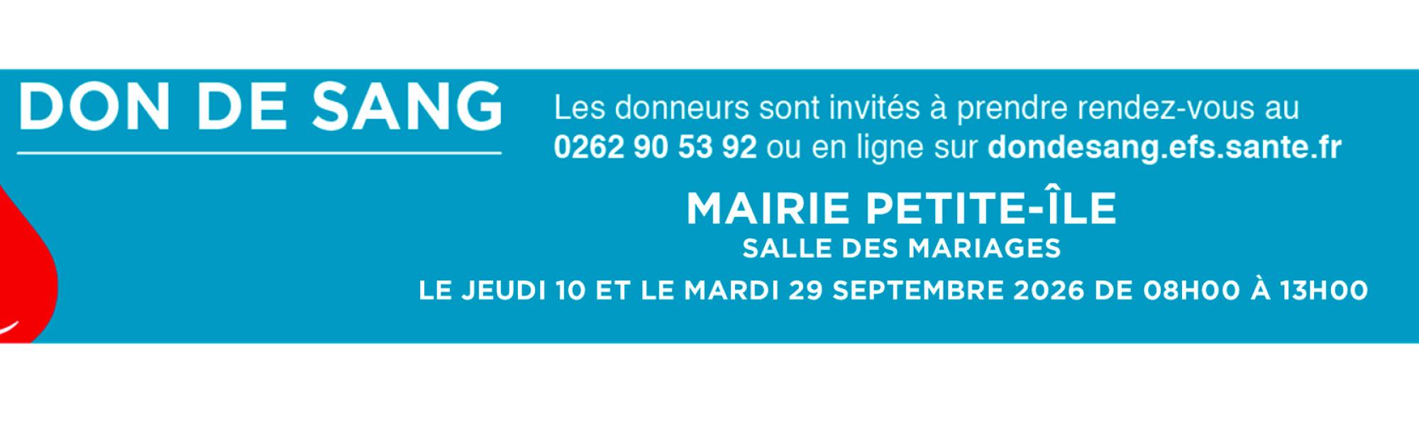 Bandeau don du sang du 10 et 29 septembre 2026