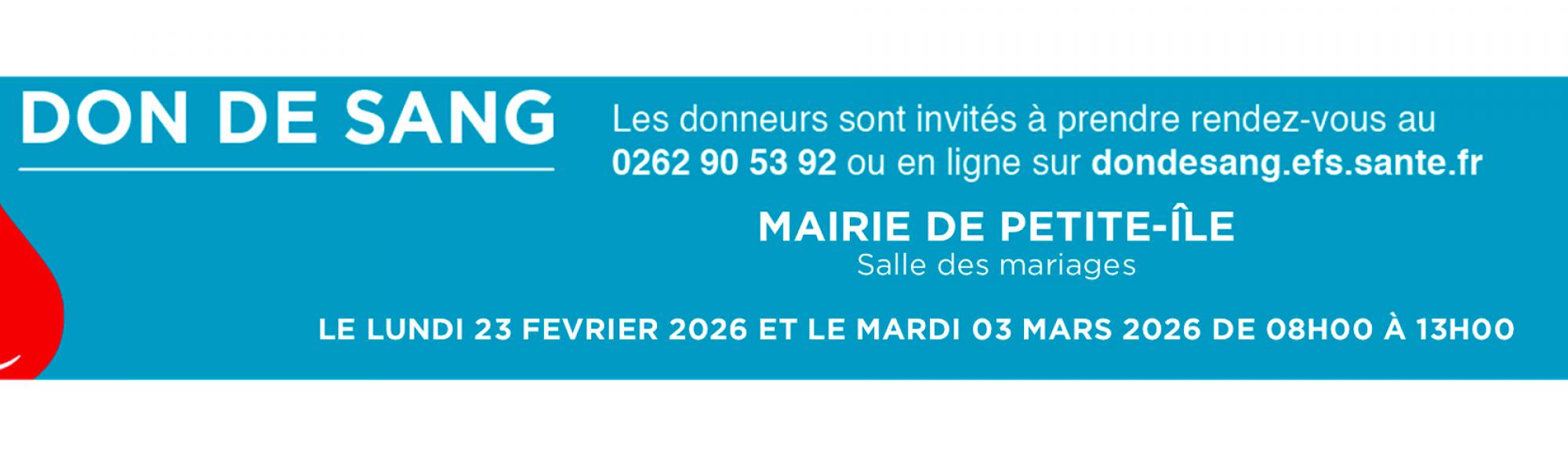 Bandeau don du sang du 23 février et 3 mars 2026